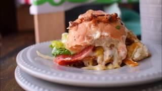 Cheesy Sandwich Tray Bake