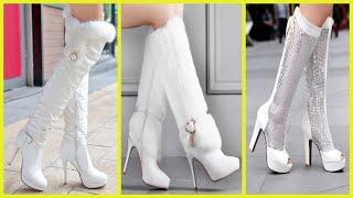 Knee High Heel Boots For Ladies || High Knee Boots In White Colors || J Fashion World