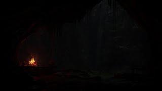 Relaxing Sounds of Rain and Fireplace - Cozy Cave for a Relaxing Day️