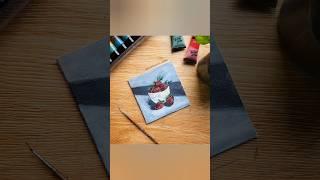 Aesthetic Strawberries Painting/Acrylic Painting for Beginners/Canvas Painting Ideas/Still Life Art