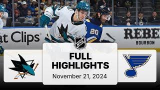 NHL Highlights | Sharks vs. Blues - November 21, 2024