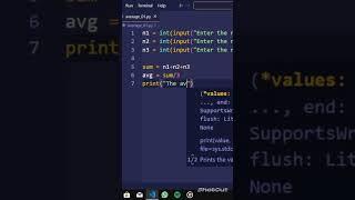 Write a program to find Average of three numbers in python.#codm #education#python#pythonprogramming