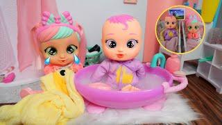 Cry Babies doll Sisters Evening Routine Bella's New baby sister