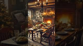 Cozy Cottage Christmas Dinner by the Fireplace  | Warm Holiday Ambiance