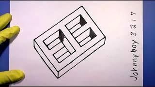 How to Draw a 3D Optical Illusion: Easy The Impossible Window Simple Johnnyboy3217 Drawing