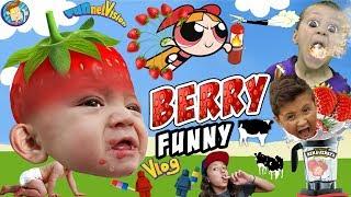 BERRY FUNNY VLOG!! FVKitchen Family Fun! STRAWBERRY PICKING HAUL RECIPES TIME! HAHA