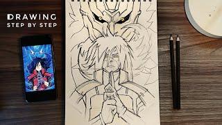 How to Draw Madara with Susanoo (Step by Step) | Drawing Madara Uchiha Susanoo technique  - Naruto