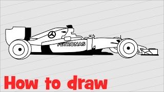 Drawing F1 car Mercedes AMG Petronas - Lewis Hamilton's Formula 1 car