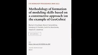 Methodology of formation of modeling skills based on a constructive approach (on the ... | RTCL.TV