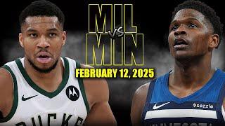 Milwaukee Bucks vs Minnesota Timberwolves Full Game Highlights - February 12 | NBA Regular Season