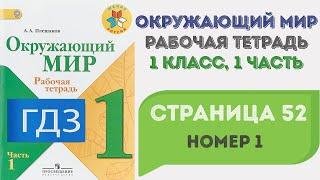 Окружающий мир. Рабочая тетрадь 1 класс 1 часть. ГДЗ стр. 52 №1