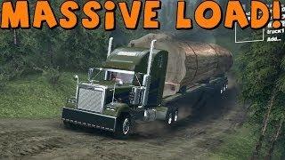 SpinTires | Freightliner Hauling Massive Tree Trunk | Ram 3500 Cummins Power Upgrade