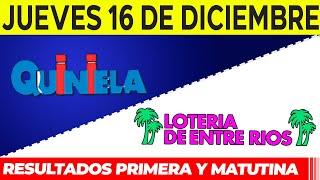 Quinielas Primera y matutina de Córdoba y Entre Rios Jueves 16 de Diciembre