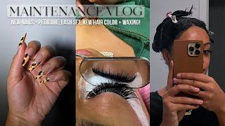 MAINTENANCE VLOG | FRESH MANI + PEDI, CAT EYE WISPY LASH SET, WAXING + DYEING MY HAIR JET BLACK !