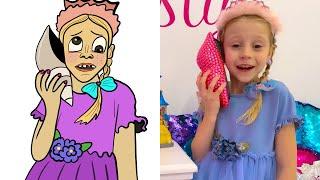 Nastya and her Friends Princesses funny drawing meme l Like Nastya