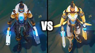 Pulsefire Lucian vs Prestige Pulsefire Lucian Skins Comparison (League of Legends)