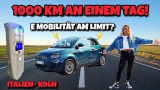 MISSION LANGSTRECKE! 1000 km an einem Tag im Fiat 500 E  Italien - Köln Roadtrip #elektroauto