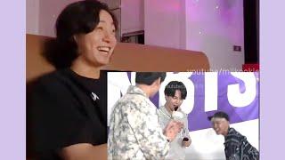 full jungkook reaction watching a fanmade 'bts teasing jimin' compilation