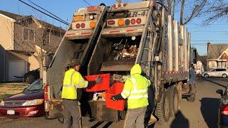 Split Heil Rear Loader Garbage Truck On Dual Stream Recycle in New York