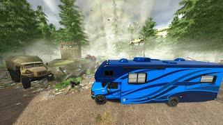 Campers Hide from Tornado in Abandoned Army Base | Farming Simulator 25