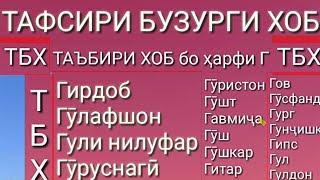 Таъбири хоб бо харфи Г -Гунох,Гург,Гурба,Гамбусак,Гул,Гипс,Гадо,Гов,Гитар,Гирдоб,Газидан ва гайра…