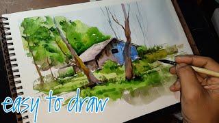 watercolour drawing for beginners   || easy watercolor painting