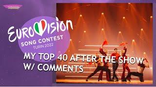 EUROVISION 2022: MY TOP 40 AFTER THE SHOW W/ COMMENTS // From The Netherlands