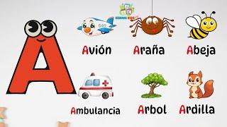 Abecedario ABC aprendizaje de las letras y vocabulario en Español para preescolar