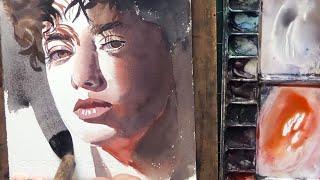 Watercolor Portrait Painting & Relaxing Music 