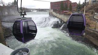 Stunning Gondola SkyRide over Spokane Falls - Spokane, Washington WA.