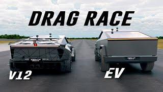 V12 Tesla CyberTruck V/S EV DRAG RACE !