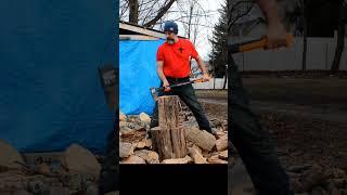 Flick The Axe To Leave Wood Standing While Splitting [Fiskars X27]