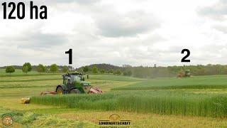 120 ha Grünroggen mähen! Zu zweit gehts halt schneller  mit 25 km-h durch den Roggen ernte 2022