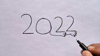 How To Turn Number 2022 Into Lion |  Step By Step Drawing