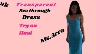 [4K] See Through Blue Dinner Dress Try On No Bra | ONE PIECE Transparent TRY ON With Arra (2024)