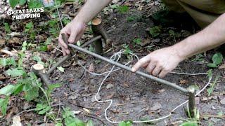 Simplest DIY Spring Snare Trap  - Bushcraft Small Game Trap