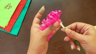 Crepe Flower Chrysanthemum flower making # Lp Art & Craft