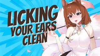 [ASMR] -  Kitsune LICKS your EARS clean!! [Intense licks, oscillating speeds]