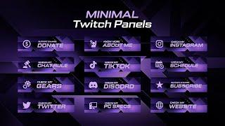 Minimal Twitch Panels Pack // Purple Twitch Panels Template