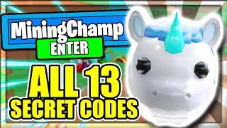 ALL *13* NEW SECRET CODES! Mining Champions Roblox