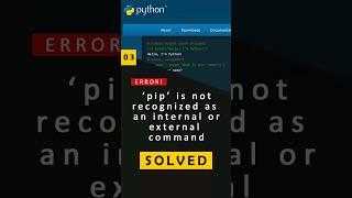 pip is not recognized as internal or external command #shorts #howto #solve #python #tutorial #pip