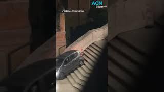 Elderly man drives luxury car down Rome’s Spanish Steps