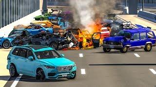 MASSIVE SPIKE STRIP PILE UP CRASHES #1 - BeamNG Drive | CRASHdriven