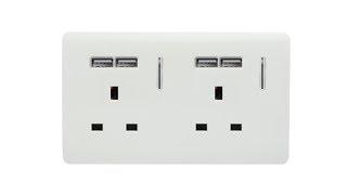 Trendi Switch 2 Gang 13A 4xUSB Plug/Wall Socket Unboxing in White by TIR