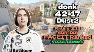 donk 42 Kills (Dust2) FACEIT Ranked July 08, 2024 | CS2 POV/DEMO