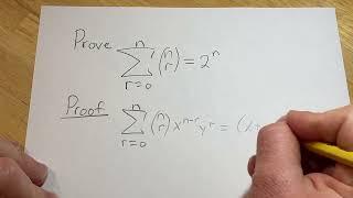 Prove that Sum(n choose r)  = 2^n