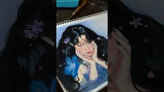 🪼gouache water nymph in my sketchbook 🫧⋆｡˚ #rosecore #gouacheportrait #sketchbook