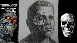 Терминатор т 800. Рисунок карандашом  Drawing Terminator