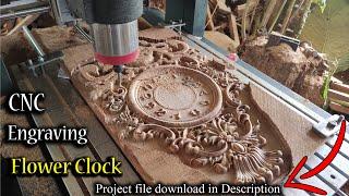 CNC Engraving Flower Clock // Vetric Aspire toturial // CNC Woodworking project