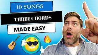 How to play 10 EASY guitar songs using 3 chords E, A, & D l Beginners Level